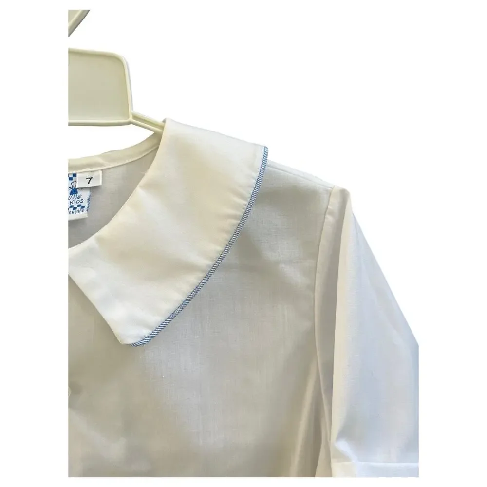 Boys Special Occasion Easter Blue White Microstripe Shorts White SS Shirt Size 7